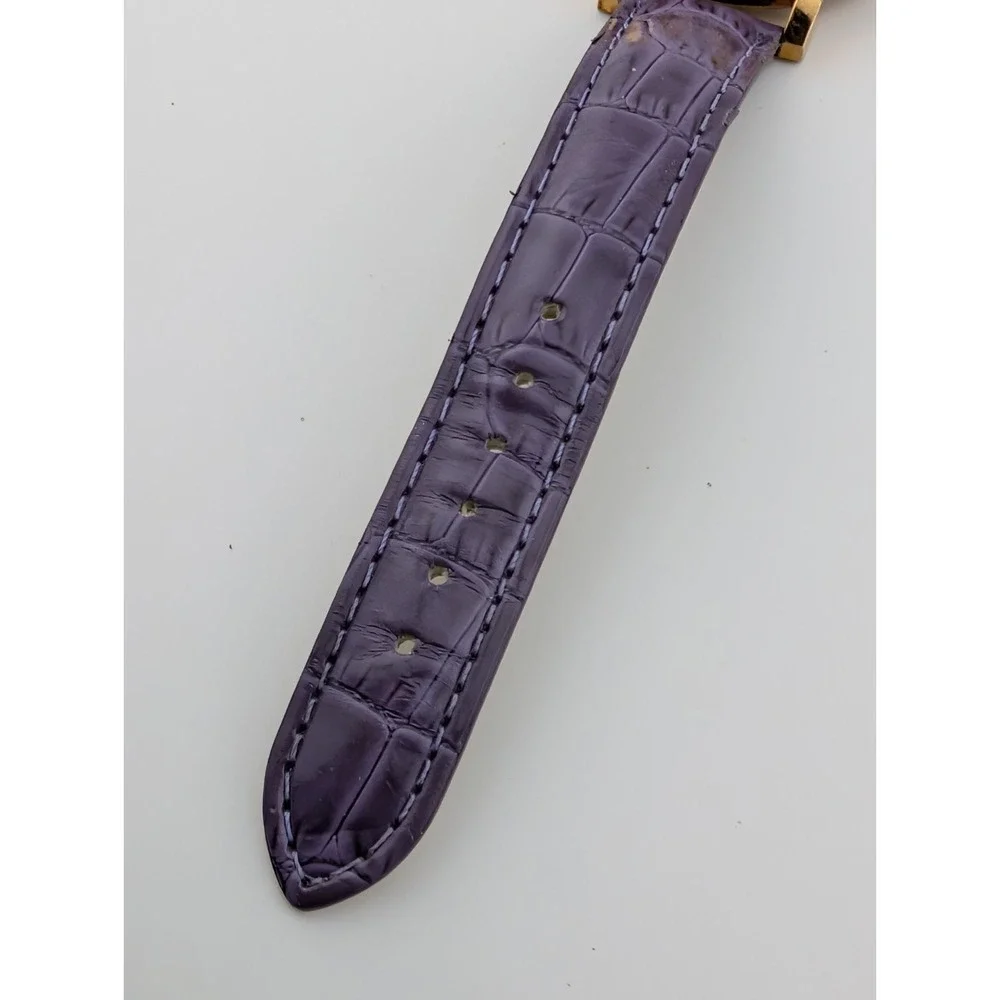 Paul Du Pree Watch Women 37mm Gold Case Purple Leather‎ Band- New Battery